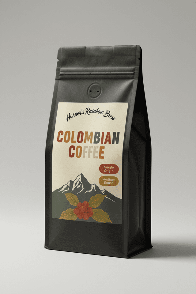 Harper's Colombian Coffee bag – single origin medium roast, Andean Colombia coffee by Harper's Rainbow Brew