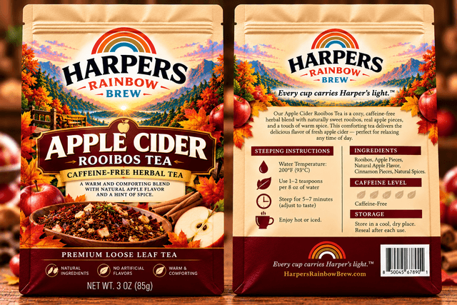 Harper's Apple Cider Rooibos Tea – loose leaf caffeine-free rooibos herbal tea by Harper's Rainbow Brew