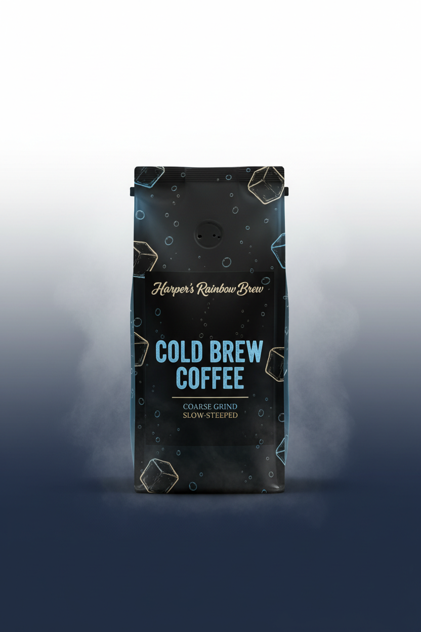Harper's Cold Brew Coffee bag – slow-steeped, coarse grind, smooth bold ground coffee by Harper's Rainbow Brew